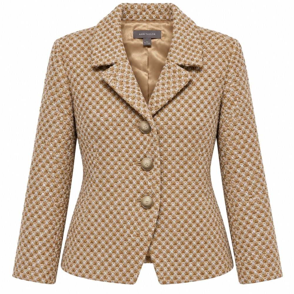 Ann Taylor Old Money Wool Tweed Blazer Womens 4 Light Academia Preppy Officecore